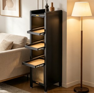 Metal <strong>Tall</strong> Living Room Storage Rack 5-layers Slim Pull-Out Metal Freestanding Unit Cabinet <strong>Narrow</strong> Spaces Multi-Tier <strong>Drawers</strong> - Product Image 1