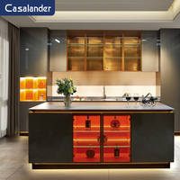CASALANDER Armoire de rangement murale de cuisine moderne et luxueuse en aluminium et en verre Ensemble de cuisine modulaire en acier inoxydable entier