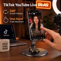 Support de téléphone portable pliable en métal pour bureau, réglable à 360°, support de tablette pour diffusion en direct, personnalisable avec logo OEM, vente en gros