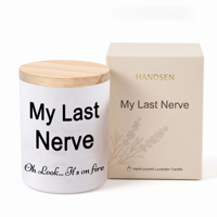 Pot à bougie en verre dépoli blanc 8oz 12oz avec couvercle en bois, récipient vide, impression de citation personnalisée et boîte en papier pour fournisseurs de cadeaux
