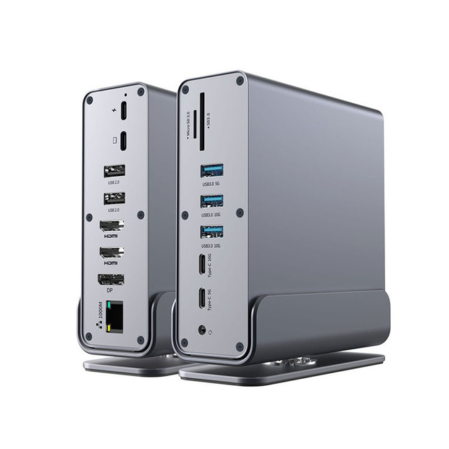 15in1 USB-C Docking Station USB 3.0 Dual HDTV 4K HDTV 7 USB 100W PD 3.5mm SD TF 1000M Type-C Hub for Laptop PC Macos
