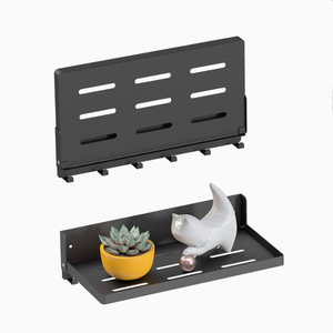 Soporte plegable de 90 grados con gancho, estante de pared plegable pequeño, estante metálico de doble capa para montar en la pared - Product Image 1