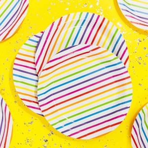 Platos de Papel Modernos de 9 Pulgadas con Rayas de Arcoíris, Venta Directa de Fábrica, Vajilla y Decoración para Fiestas - Product Image 2