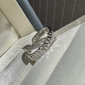 Bague en argent pur S925, motif floral CNC, plaqué or 18 carats, luxe léger, simple, tendance, design de niche médiéval, ouverture croisée, incrustation - Product Image 5