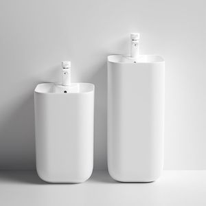Lavabo Rectangular con Pedestal para Niños, Lavabo <span class=keywords><strong>Exterior</strong></span> de una Pieza, Diseño Moderno y Minimalista, Soporte para Grifo de Dos Orificios - Product Image 5