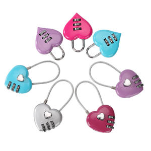 กล่องล็อคความรักสำหรับการเดินทางพร้อมกุญแจสายเคเบิลผสมสังกะสีโลหะผสมเพื่อความปลอดภัยในการเดินทาง - Product Image 1
