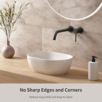Lavabo vasque ovale blanc moderne pour salle de bain, 15" x 10", en granit, capacité 9L, garantie 5 ans, montage sur comptoir, céramique émaillée, avec drain
