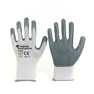 Gants en nitrile polyester nylon en388 de calibre 13 gants de travail de jardinage gants de mécanicien personnalisés