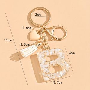 Llavero de Resina con Inicial y Borla, Colgante Decorativo para Bolsos - Product Image 3