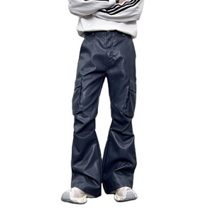 Pantaloni <span class=keywords><strong>larghi</strong></span> da uomo con rivestimento in cera <span class=keywords><strong>Jeans</strong></span> in Denim High Street Streetwear Hip Hop pantaloni <span class=keywords><strong>larghi</strong></span> in <span class=keywords><strong>pelle</strong></span> lavata con grande tasca - Product Image 2