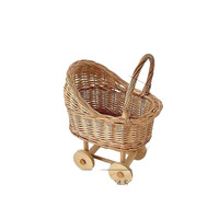 Panier de poussette pour bébé en saule tressé à la main JIN PENG, décor floral vintage pour mariage, baby shower, jouet de poussette, accessoire photo