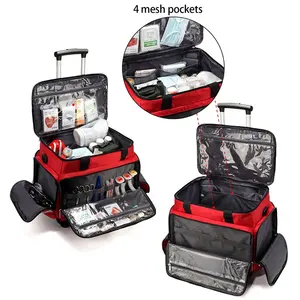 Carrying Medical Supplies Red Emergency First Aid Bags botiquines de primeros auxilios Medical Trauma Kit Trolley Duffel Car