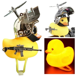 Adorno de Vinilo con Forma de Pato Amarillo <span class=keywords><strong>para</strong></span> Bicicleta, con Luz, <span class=keywords><strong>para</strong></span> Montar en el Manillar de <span class=keywords><strong>Bicicletas</strong></span> Infantiles, con Casco Plateado - Product Image 1