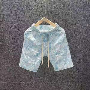 Short tendance d'été taille haute pour hommes, pantalon de plage décontracté, design floral, industriel et lourd - Product Image 2