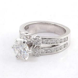 Bagues personnalisées au design unique, diamant rond de laboratoire de 2 carats, bague en or 10k 14k, bague de mariage, bijoux fins - Product Image 1