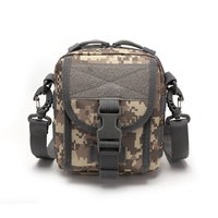 Sac à bandoulière carré noir amovible en gros pour homme, pochette de téléphone Molle avec fermeture éclair avant, style motard en polyester