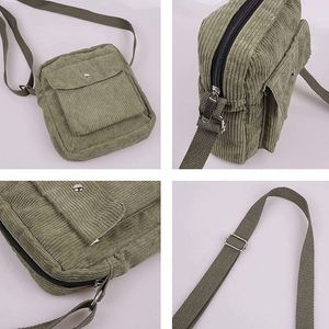 Bolso Bandolera Casual de Pana Verde Oliva para Mujer, Fabricado por BSCI - Product Image 4