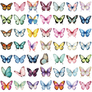 50PCS Factory Hot Sale Wasserdichtes PET Transparent Bunter Schmetterlings aufkleber - Product Image 3