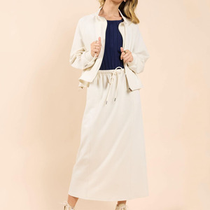 Gonna da donna in due pezzi Set <span class=keywords><strong>felpa</strong></span> con Zip Maxi abito abbinato a Maxi gonne Casual 2 pezzi Set di abiti - Product Image 1