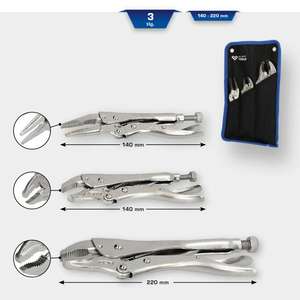 BRILLIANT TOOLS - BT065003 Locking <b>pliers</b>/grip <b>pliers</b> <b>set</b> (3 pcs.) - EAN 4042146778142 <b>PLIERS</b> AND CUTTERS ADJUSTABLE <b>PLIERS</b> - Product Image 2