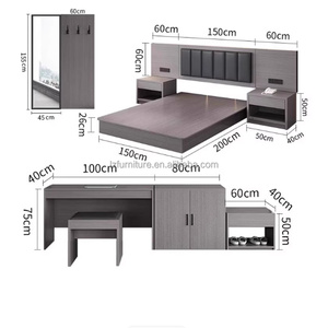 Complete Hotel Bedroom Furniture <b>Sets</b> Single Twin <b>Bed</b> With Headboard Nightstand TV Cabinet & Wardrobe For 3 Star Hotel <b>Full</b> Room - Product Image 5