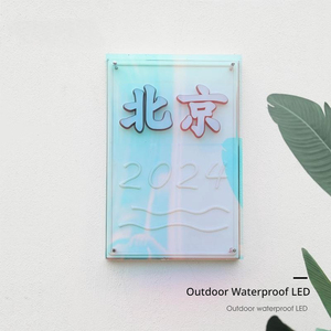 Panneau lumineux publicitaire extérieur suspendu en acrylique monochrome éclairé par LED, base en acier inoxydable, étanche, 5000 lumens - Product Image 2