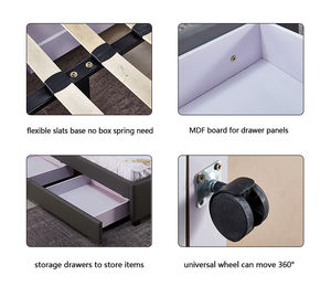 New King Size 4 <strong>Drawer</strong> Storage <strong>Bed</strong> Frame Grey Fabric <strong>Bed</strong> <strong>Base</strong> <strong>with</strong> Led Headboard - Product Image 4