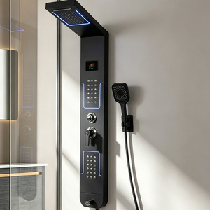 Stainless Steel Wall Mounted Shower Screen Intelligent Thermostatic Multi Functional Shower Set With Led Display - Product Image 1