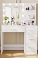 Table de toilette pour le maquillage, modulaire, moderne, blanche, avec miroir, coiffeuse pour la chambre à coucher, fabricant en Chine