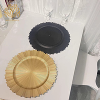 Groothandel Goedkope Europese Stijl Gouden Dessertplaat Tandwiel Rand Fruit Salade Oplader Platen Voor Bruiloft Hotel Tafelaccessoires
