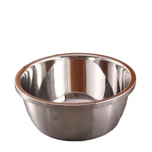 Stainless Steel 201 Modern Mixing Bowl Metal Wash Basin Heavy Duty Deeper Edge Mirror-bright Dish Washer Safe Bowl 22 Cm