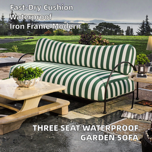 Divano da <span class=keywords><strong>Giardino</strong></span> Moderno a Tre Posti con Cuscini ad Asciugatura Rapida, Telaio <span class=keywords><strong>in</strong></span> <span class=keywords><strong>Ferro</strong></span> Impermeabile - Product Image 3