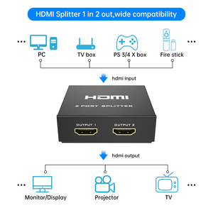 ตัวแยกสัญญาณ <span class=keywords><strong>HDMI</strong></span> 4K 1 เข้า 2 ออก + สายเคเบิล, ตัวแยกสัญญาณ <span class=keywords><strong>HDMI</strong></span> แบบ 2 ทางสำหรับจอภาพคู่ 1x2 4Kx2K@30Hz พร้อมอะแดปเตอร์ AC - Product Image 4