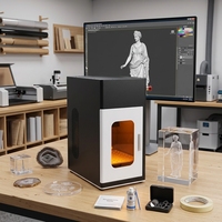 用于水晶球玻璃奖杯纪念品制作的 3D 水晶激光雕刻机 5W 紫外线激光 355nm 手动对焦 RK-CAD 软件
