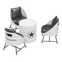 Ensemble de meubles de bar en forme de baril de pétrole de style industriel rétro, table et chaises en fer, respectueux de l'environnement, pour pub, café, restaurant, fabrication OEM ODM sur mesure