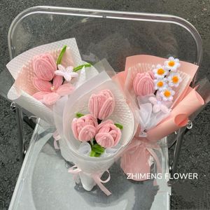 <span class=keywords><strong>Bouquet</strong></span> floral torsadé fini <span class=keywords><strong>de</strong></span> tulipes, marguerites et roses, style Instagram, cadeau frais et créatif pour le Festival Qixi - Product Image 2