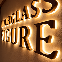 Lettres en relief 3D rétroéclairées par LED, blanc chaud, halo lumineux, signalétique murale en métal pour les devantures de magasins
