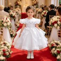 Robe de cérémonie pour enfant en tulle à volants et sequins, tenue de baptême pour bébé fille, robe de princesse pour mariage ou demoiselle d'honneur
