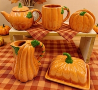 Pichet en céramique personnalisé avec logo pour thé, café, jus – Idéal pour l'automne ou la table de récolte