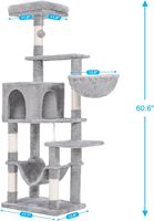 Arbre à chat avec grand hamac, tour à plusieurs niveaux pour chats d'intérieur, condo pour chats avec griffoirs couverts de sisal et perchoir supérieur