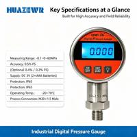 Manomètre numérique haute précision 60 mm 0,25 % pour hydraulique, air, eau, 9 unités, 1/4 NPT G1/4, testeur LCD rétroéclairé