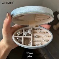 WEIMEI Vente en gros de sacs à fermeture éclair en velours de luxe, mini boîte de rangement pour bijoux, organisateur de bagues et de boucles d'oreilles, boîte à bijoux portable de voyage