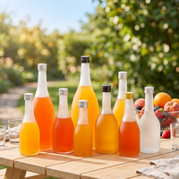 Bouteille en verre givré transparente ronde pour boissons, jus, café, avec bouchon à vis, prix moins cher, 250 ml, 350 ml, 500 ml, 700 ml