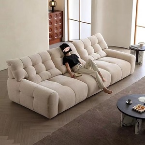 Modern Boucle Fabric Sectional <b>Sofa</b> With Tufted Back And Padded Arms For Living Room - Product Image 4