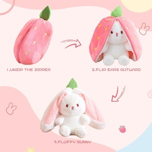 Peluche réversible 8 pouces fraise, carotte et lapin, coussin doux, cadeau pour enfants - Product Image 5