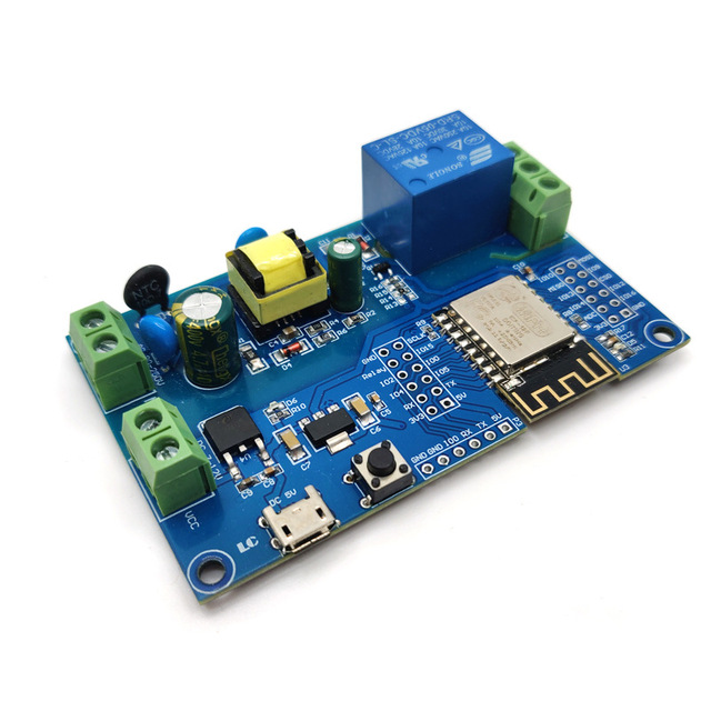 Fervit AC/DC Powered ESP8266 WiFi Single-Channel Relay Module LC Relay ESP12-1R-MV Development Board for Secondary Development