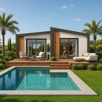 Maison de piscine préfabriquée de luxe en structure acier, maison modulaire, chalet, suite de jardin, villa, maisons préfabriquées, cabane