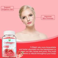 Gummies au collagène de qualité supérieure avec multivitamine à la biotine 5 types de collagène hydrolysé pour le soutien des articulations des cheveux Saveur de fraise