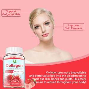 Gomitas de colágeno Premium con biotina multivitamina 5 tipos de Colágeno Hidrolizado piel soporte para las articulaciones del cabello sabor a fresa - Product Image 4