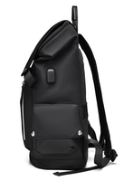 Sac à dos pour ordinateur portable en PU imperméable de grande capacité pour hommes, couverture durable, fermeture par boucle, fonction USB pour les voyages scolaires quotidiens, les affaires.